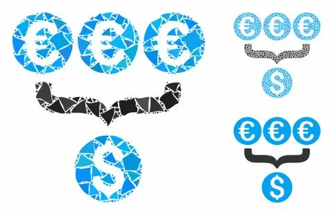 Euro Dollar conversion aggregator Composition Icon of Bumpy Parts Stock Illustration