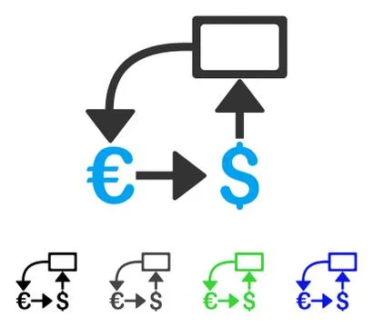 Euro Dollar Flow Chart Flat Icon Stock Illustration