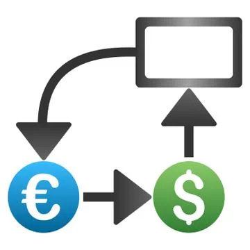 Euro Dollar Flow Chart Gradient Vector Icon Stock Illustration