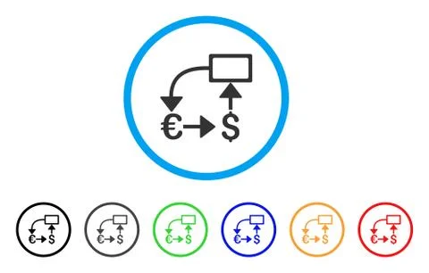 Euro Dollar Flow Chart Rounded Icon 스톡 일러스트