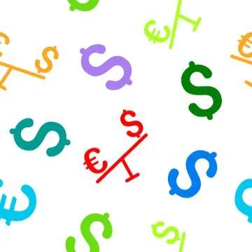 Euro Dollar Swing Flat Vector Seamless Pattern 스톡 일러스트