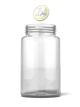 Euro dropping into an empty jar Stock Illustration