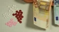Euro EUR, Counting Drugs and Money, Health Care, Colorful Pills HD Footage