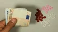 Euro EUR, Counting Drugs and Money, Health Care, Colorful Pills HD Footage