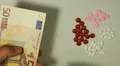 Euro EUR, Counting Drugs and Money, Health Care, Colorful Pills HD Footage