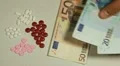 Euro EUR, Counting Drugs and Money, Health Care, Colorful Pills HD Footage