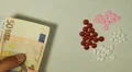 Euro EUR, Counting Drugs and Money, Health Care, Colorful Pills HD Footage