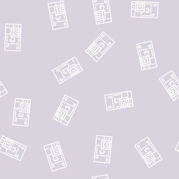 Euro eur line seamless pattern Stock Illustration
