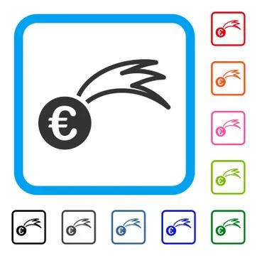 Euro Falling Meteor Framed Icon Stockillustratie