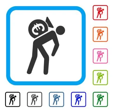 Euro Financial Courier Framed Icon Stock Illustration