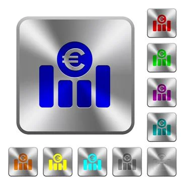 Euro financial graph rounded square steel buttons Stock-Illustration