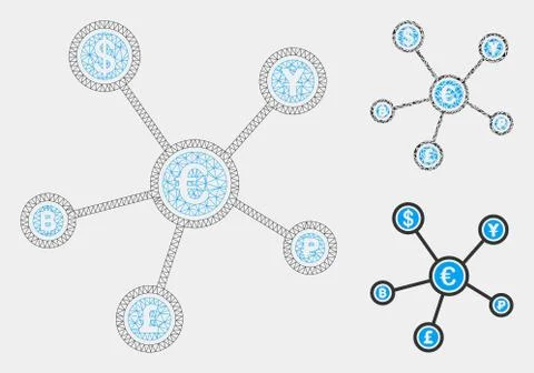 Euro Financial Network Vector Mesh 2D Model and Triangle Mosaic Icon Stock Illustration