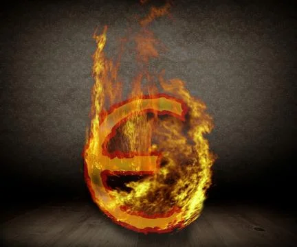 Euro with fire Stock Illustration