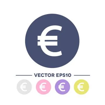 Euro flat icons set, vector color illustration Stock Illustration