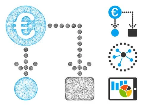 Euro Flow Chart Polygonal Web Vector Mesh Illustration Stock Illustration