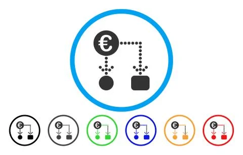 Euro Flow Chart Rounded Vector Icon 스톡 일러스트