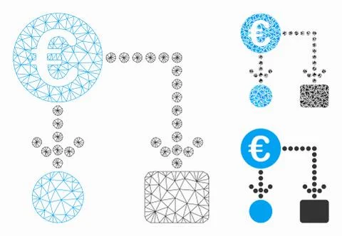 Euro Flow Chart Vector Mesh Network Model and Triangle Mosaic Icon Stock Illustration