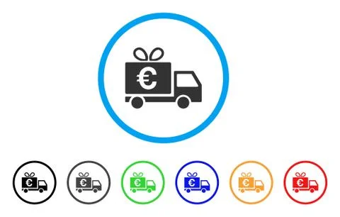 Euro Gift Delivery Rounded Icon Stock Illustration