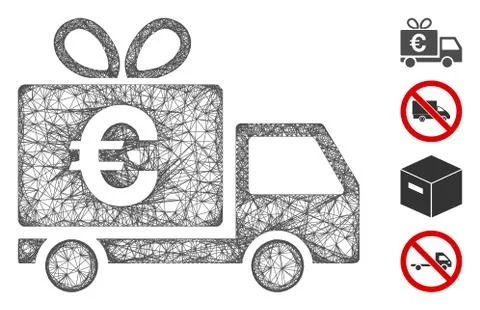 Euro Gift Delivery Web Vector Mesh Illustration 库存插图