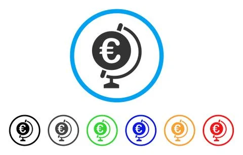 Euro Globe Rounded Icon Illustrazione stock