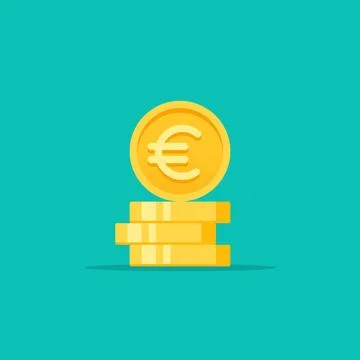 Euro golden coins stack flat style vector illustration Stock Illustration