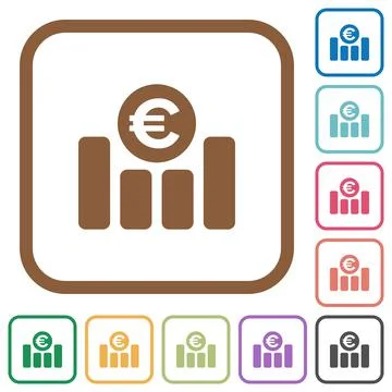Euro graph simple icons Stock Illustration