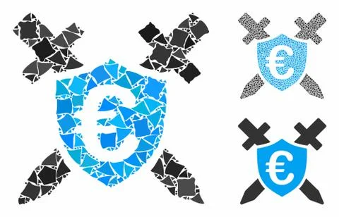 Euro guard shield Composition Icon of Rugged Items Stock Illustration