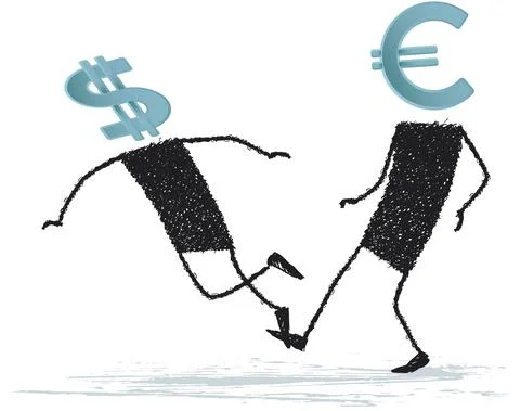 The euro has put the dollar tripped Illustrazione stock