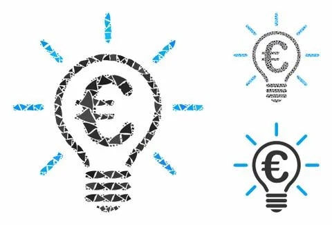 Euro idea bulb Composition Icon of Ragged Elements Illustrazione stock