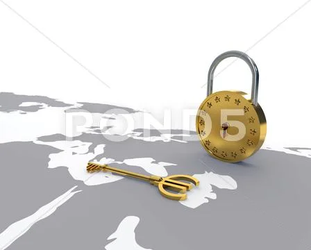 Euro key and lock Stock Illustration