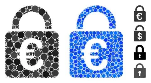 Euro Lock Composition Icon of Round Dots Illustrazione stock