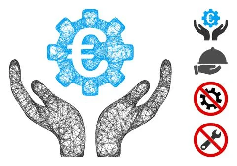 Euro Maintenance Hands Web Vector Mesh Illustration 스톡 일러스트