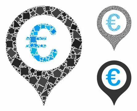 Euro map marker Composition Icon of Humpy Parts Stockillustratie