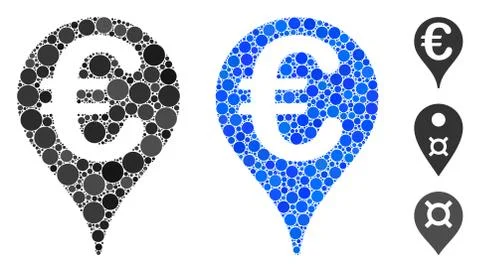 Euro Map Pointer Mosaic Icon of Circles Stock Illustration