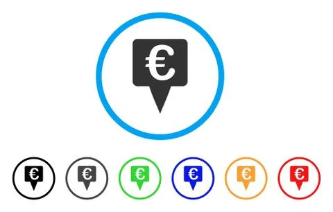 Euro Map Pointer Rounded Icon Stock Illustration