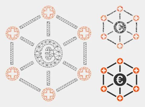Euro Medical Network Vector Mesh 2D Model and Triangle Mosaic Icon Stock Illustration