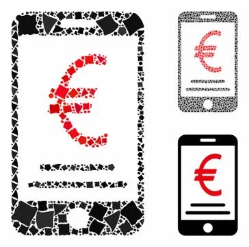 Euro mobile payment Composition Icon of Bumpy Parts Illustrazione stock
