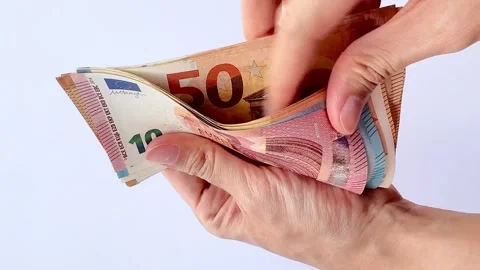 Euro Money Banknotes Counting using fingers 스톡 동영상 287583651