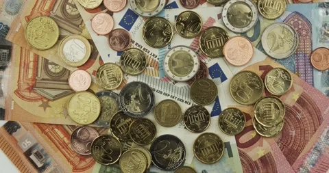 Euro money closeup rotating loopable Stock Footage 153355479