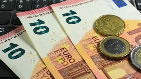 Euro money on Computer Keyboard Stock Footage 340389429