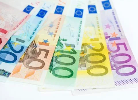 Euro money on a white background Stock Photos
