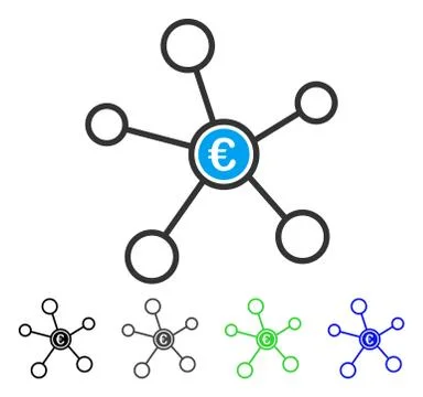 Euro Network Flat Icon Ilustração Stock
