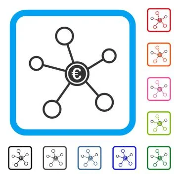 Euro Network Framed Icon Ilustração Stock
