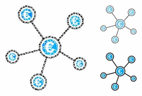Euro network structure Mosaic Icon of Bumpy Pieces Stock Illustration
