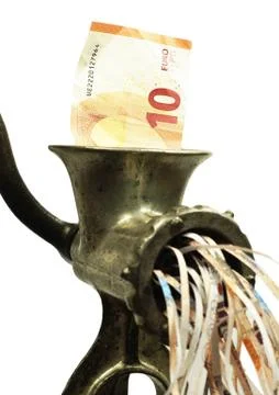 Euro note in a meat grinder Stock Photos