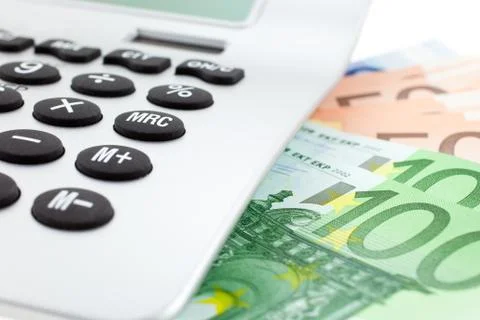 Euro Notes with calculator Stock Photos
