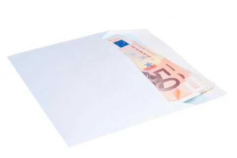 Euro notes in envelope Stock Photos
