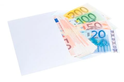 Euro notes in envelope Stock Photos