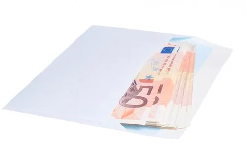 Euro notes in envelope Stock Photos