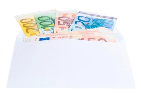 Euro notes in envelope Stock Photos